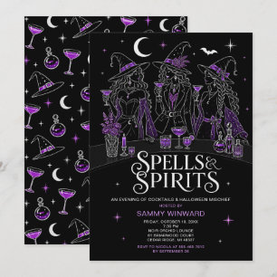 Zauber & Geister Hexen Halloween Mädchen Nacht Einladung