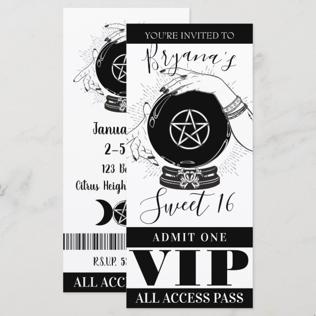 Zauber Kristallkugel Wahrsager Party VIP-Ticket (Vorne/Hinten)