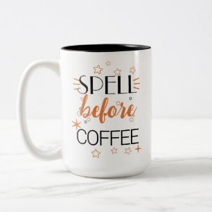 Zauber vor dem Kaffee Lustige Hexen-Brau Stars & B Zweifarbige Tasse