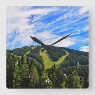 Zauberberg Semmering - Hirschenkogel im Sommer Quadratische Wanduhr