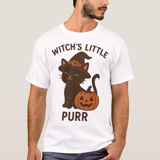 Zauberei der schwarzen Katze - Hexe-Kleine Purr T-Shirt (Vorderseite)