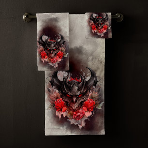 Zauberei Rotes Mit Augen Smoky-Demon-Tier mit Ro Badhandtuch Set