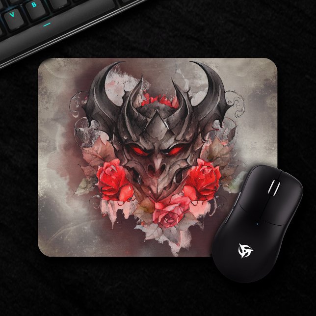 Zauberei | Rotes Mit Augen Smoky-Demon-Tier mit Ro Mousepad (Von Creator hochgeladen)