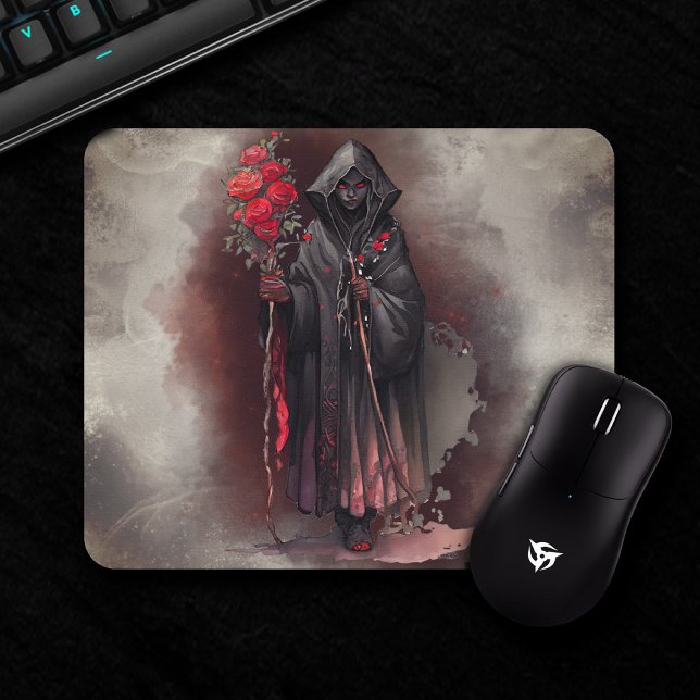 Zauberei | Shadowy Dark Hexe glühende rote Augen Mousepad (Von Creator hochgeladen)