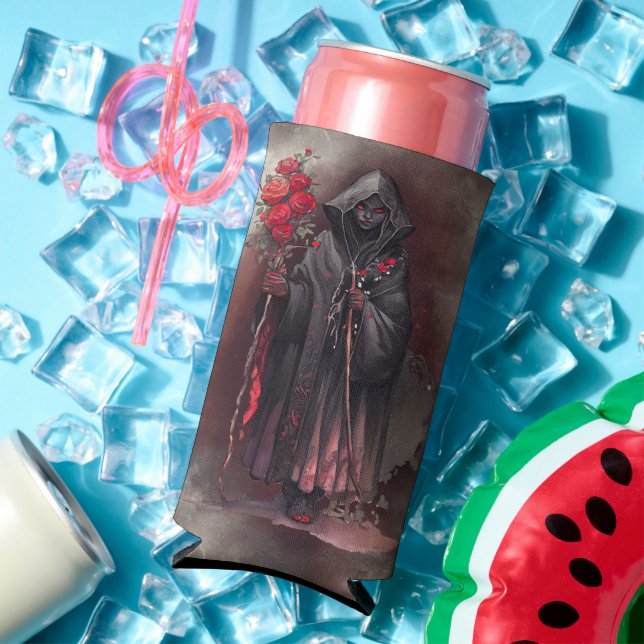 Zauberei | Shadowy Dark Hexe glühende rote Augen Selters Dosenkühler (In Situ Sommer)