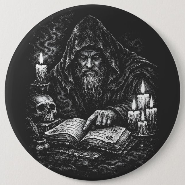 Zauberer beim Studium des Grimoire — von BurnsInHe Button (Vorderseite)