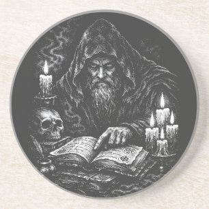 Zauberer beim Studium des Grimoire — von BurnsInHe Getränkeuntersetzer