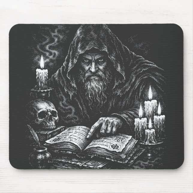 Zauberer beim Studium des Grimoire — von BurnsInHe Mousepad (Vorne)