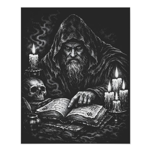 Zauberer beim Studium des Grimoire — von BurnsInHe Poster (Vorderseite)