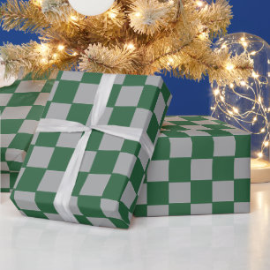Zauberer Grün und Grau Kariert Geschenkpapier