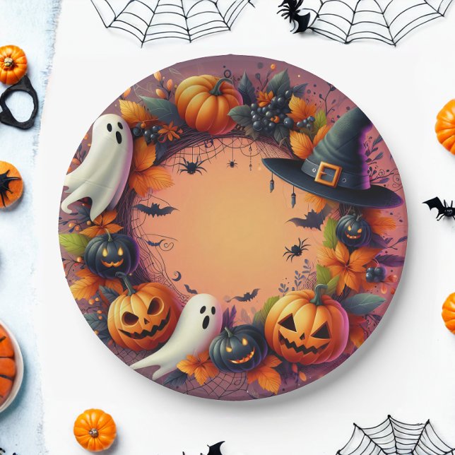 Zauberer Halloween-Feierschaftsreath Pappteller (Von Creator hochgeladen)