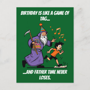 Zauberer jagt Kind Lustiger Geburtstag-Tag-Gag Postkarte