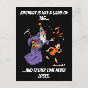 Zauberer jagt Kind Lustiger Geburtstag-Tag-Gag Postkarte