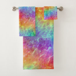 Zauberer - lebhafter Regenbogenriss ombre: Badhandtuch Set
