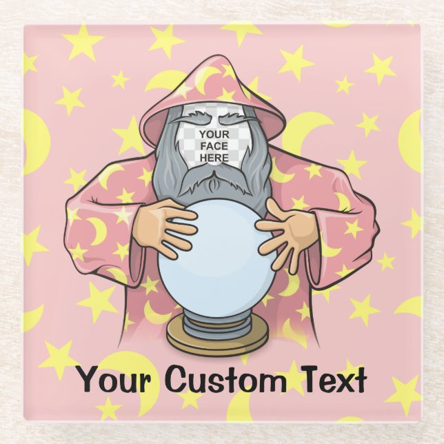 Zauberer mit Gesicht Glasuntersetzer (Vorderseite)