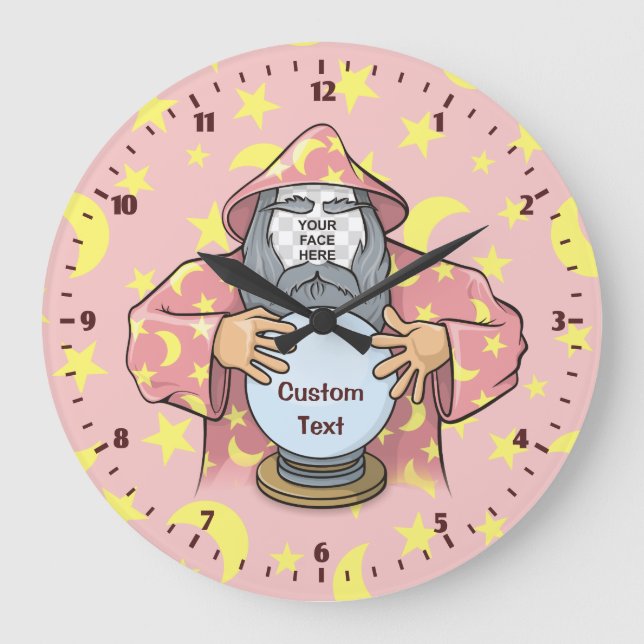 Zauberer mit Ihrem Gesicht Große Wanduhr (Vorderseite)