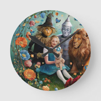 Zauberer Oz - Dorothy, Tinman, Scarecrow & Lion Runde Wanduhr