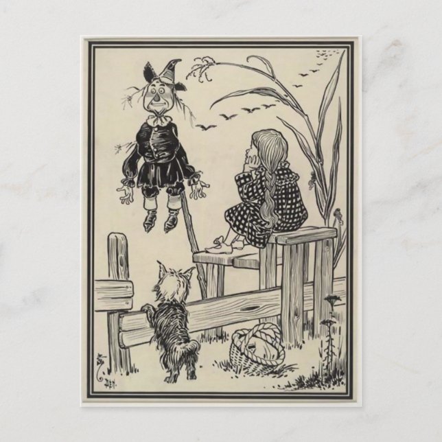 Zauberer Oz Dorothy und die Scarecrow Postkarte (Vorderseite)