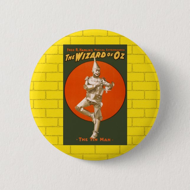 Zauberer Oz Tin Man - Vintages Musiktheater Button (Vorderseite)
