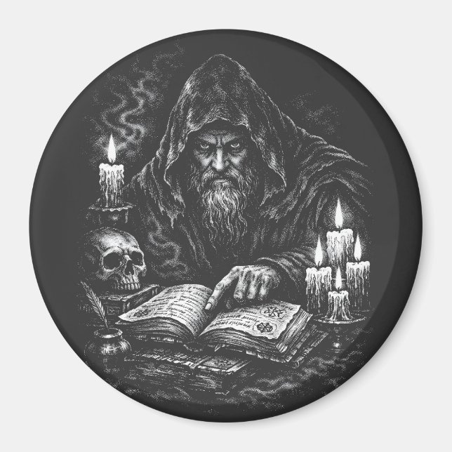 Zauberer studiert das Grimoire — von BurnsInHell Magnet (Vorne)