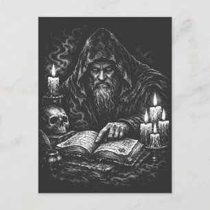 Zauberer studiert das Grimoire — von BurnsInHell Postkarte