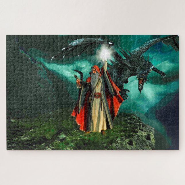 Zauberer und Drache Puzzle (Horizontal)
