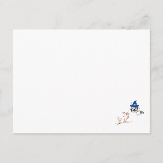 Zauberer und Hirsche Postkarte (Vorderseite)