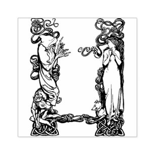 Zauberer und Prinzessin Vintage Kunst Stempel