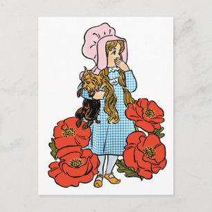 Zauberer von Oz, Dorothy, rote Mohnblumen Vintage Postkarte
