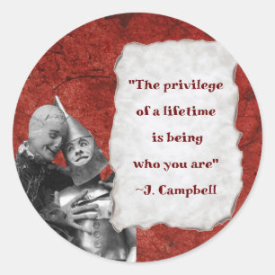 Zauberer von Oz Quotes Campbell Red Gold Runder Aufkleber