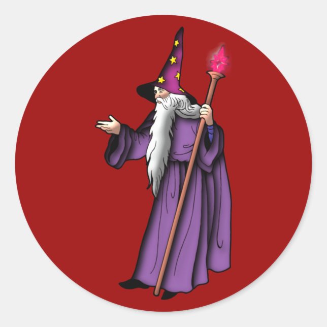 zauberer wizard runder aufkleber (Vorderseite)
