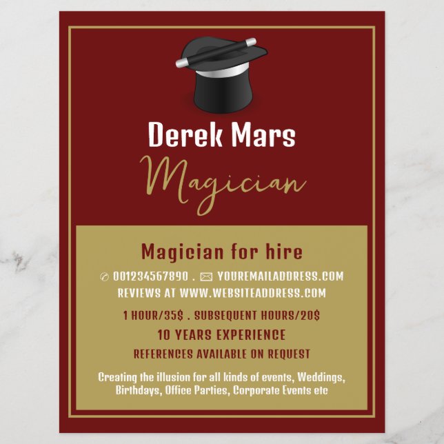 Zaubererhut und Wand, Zauberwerbung Flyer (Vorne)