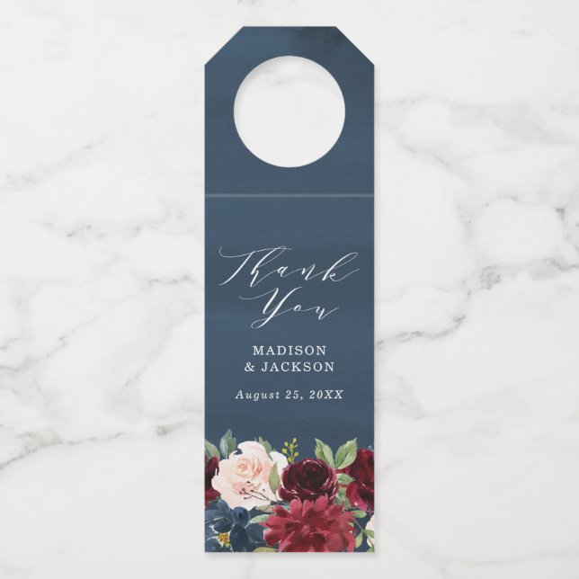 Zauberfloral | Personalisierte Hochzeit Flaschenanhänger (Vorderseite)