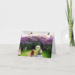 Zaubergarten mit Kindern und Schmetterlingen Dankeskarte