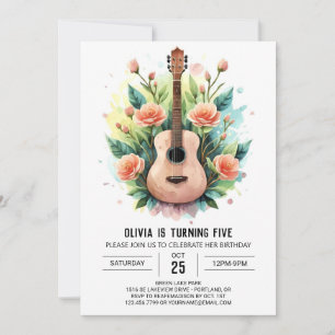 Zauberhafte Acoustic Ballad Gitarre Geburtstag Einladung