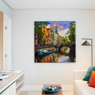 Zauberhafte Amsterdamer Kanalarchitektur in Ölmale Poster