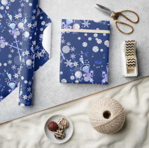 Zauberhafte blaue Schneeflocken Wand-Patrone Geschenkpapier