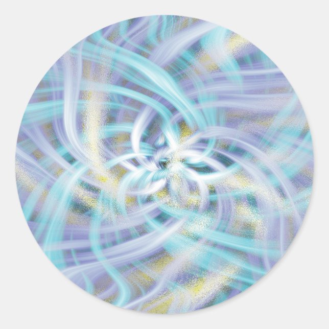Zauberhafte Blume in Blau und Gelb Runder Aufkleber (Vorderseite)