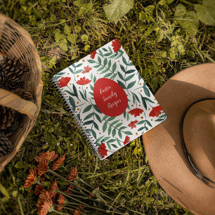 Zauberhafte Blume in Rot und Grün Notizbuch