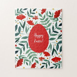 Zauberhafte Blume in Rot und Grün Puzzle