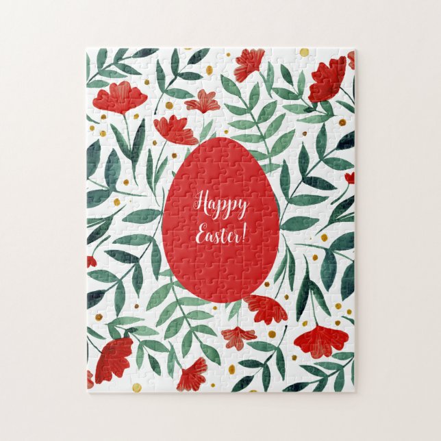 Zauberhafte Blume in Rot und Grün Puzzle (Vertikal)