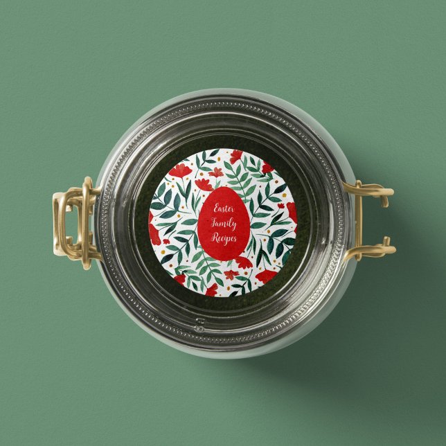 Zauberhafte Blume in Rot und Grün Runder Aufkleber (Von Creator hochgeladen)