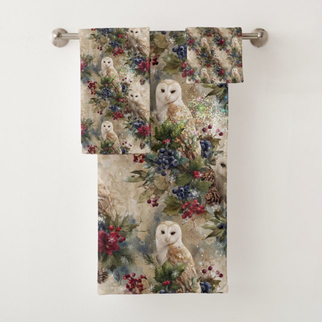 Zauberhafte Blumen-Eule Badhandtuch Set (Insitu)