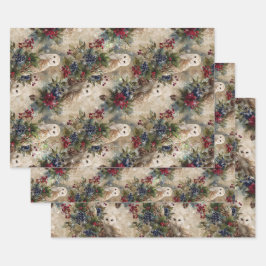 Zauberhafte Blumen-Eule Geschenkpapier Set
