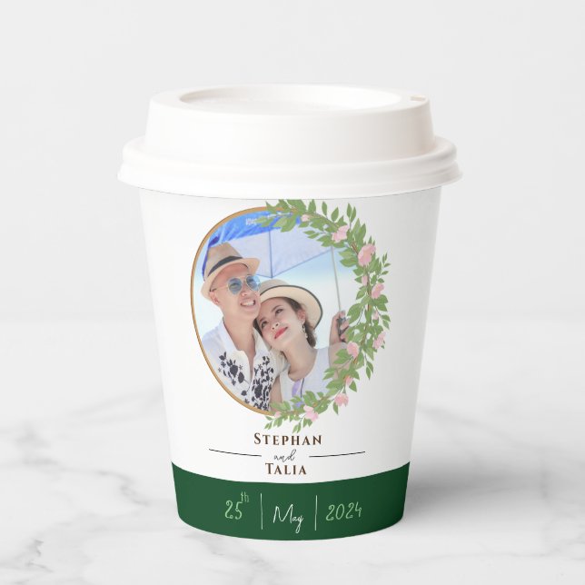 Zauberhafte Blumen Hochzeit Pappbecher (Vorderseite)