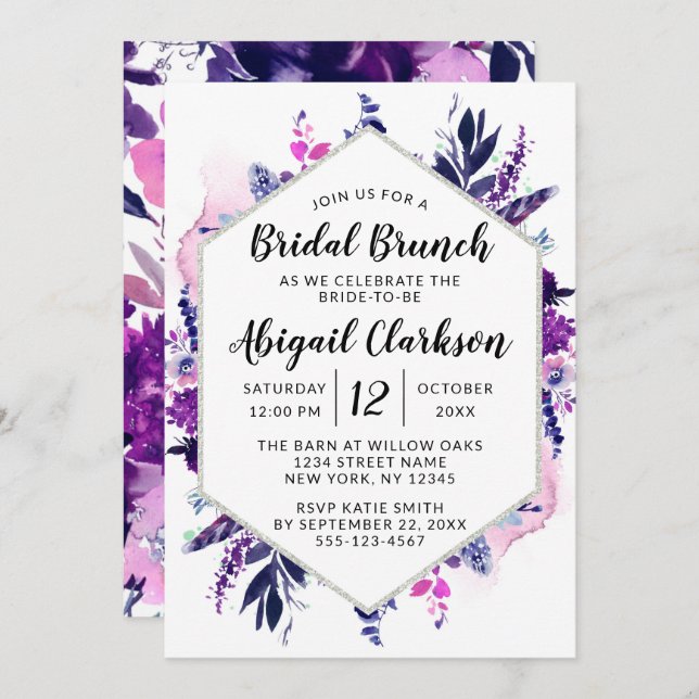 Zauberhafte Blumendusche Einladung (Vorne/Hinten)