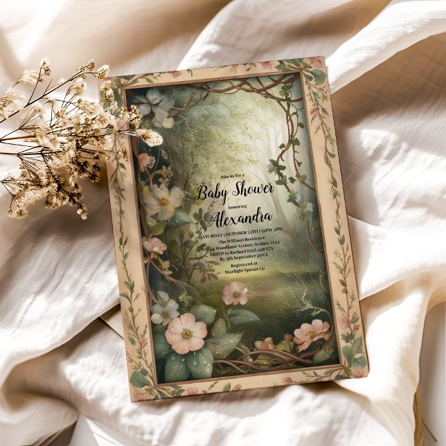 Zauberhafte Blumenwaldsäulendusche Einladung (Von Creator hochgeladen)