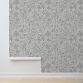 Zauberhafte Blumenwiesen-Träume L5 Grau Weiß Tapete