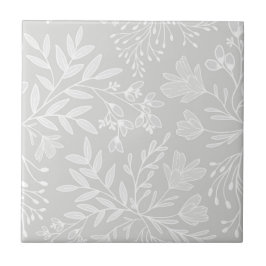 Zauberhafte Blumenwiesen-Träume L6 Weiße graue Flo Fliese