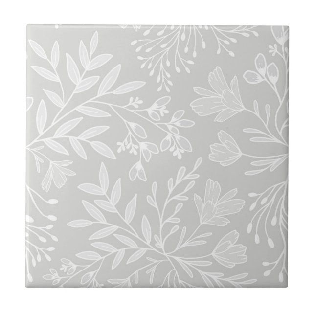 Zauberhafte Blumenwiesen-Träume L6 Weiße graue Flo Fliese (Vorderseite)